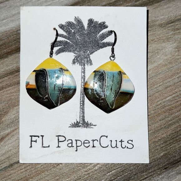 FL Paper Cuts Dangling Earrings Hand Made Custom - Picture 1 of 5